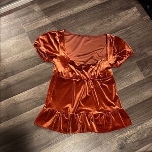 Women's Orange Velvet Top